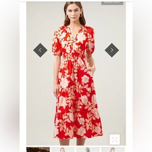 Floral Red Midi Dress
